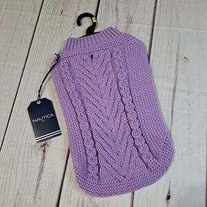 Nautica Dog Cat Pet Cable Knit Sweater Lilac Purple Doggie Kitty Shirt Warm  MED